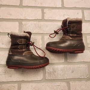 Girls Brown Wool and Sherpa Insulated Winter Boots Size 5/6